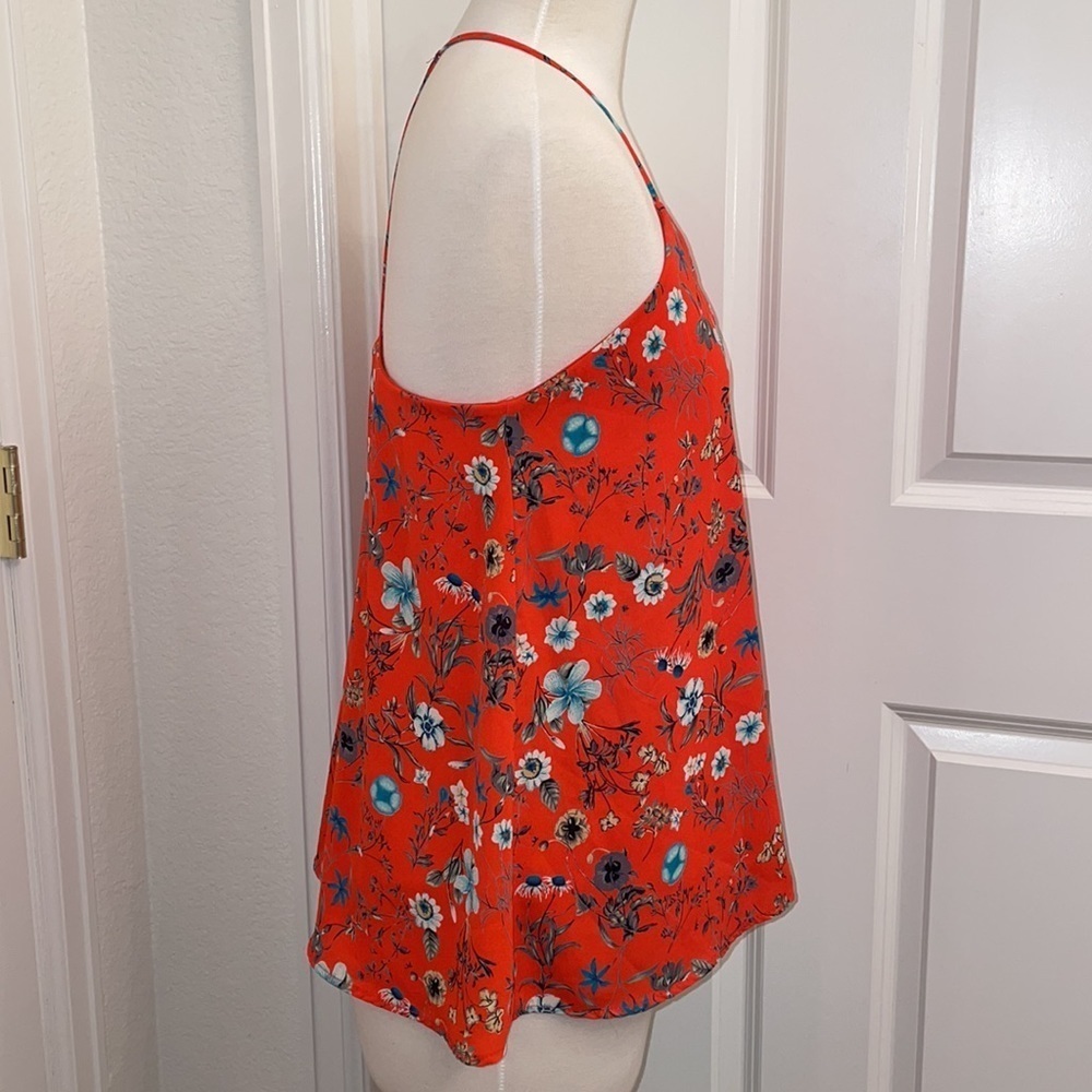 BLUE RAIN a-line orange floral keyhole cut string tank top women’s size medium - Picture 6 of 8